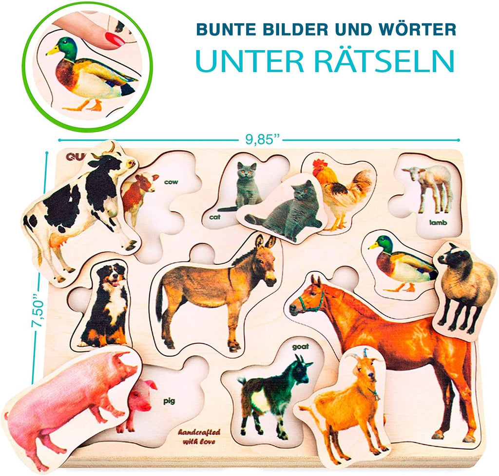 Steckpuzzle-Set aus Holz – Tiere & Formen