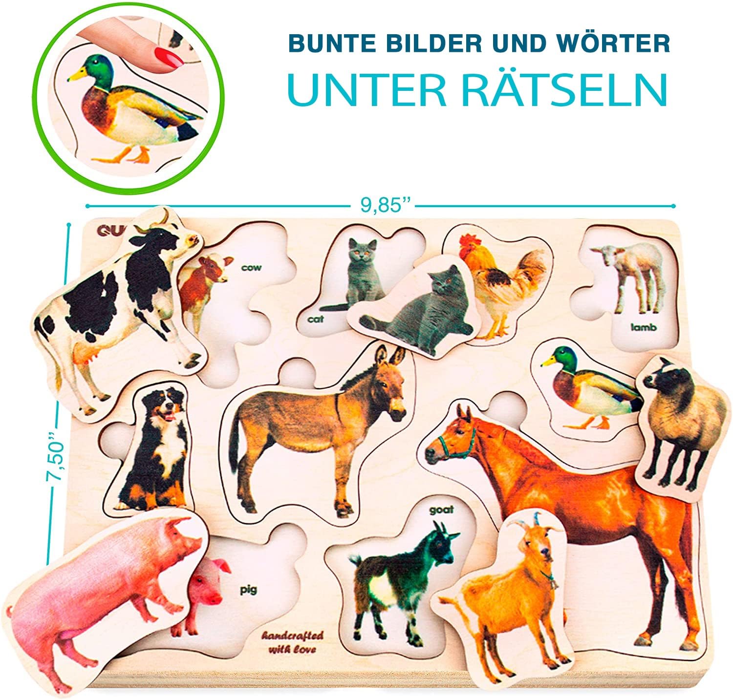 Steckpuzzle-Set aus Holz – Tiere & Formen