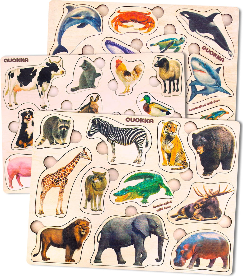 Steckpuzzle-Set aus Holz – Tiere & Formen