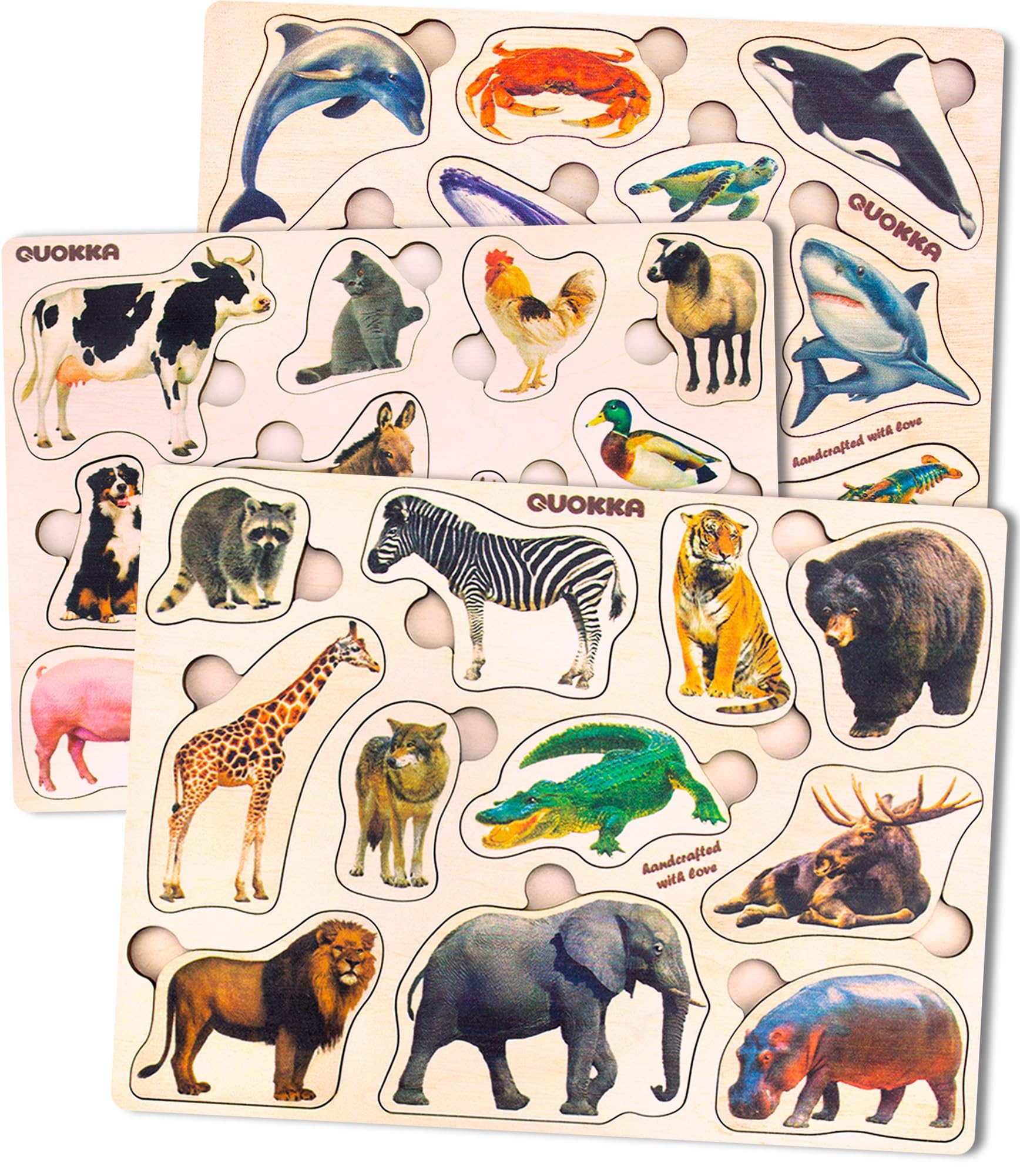Steckpuzzle-Set aus Holz – Tiere & Formen