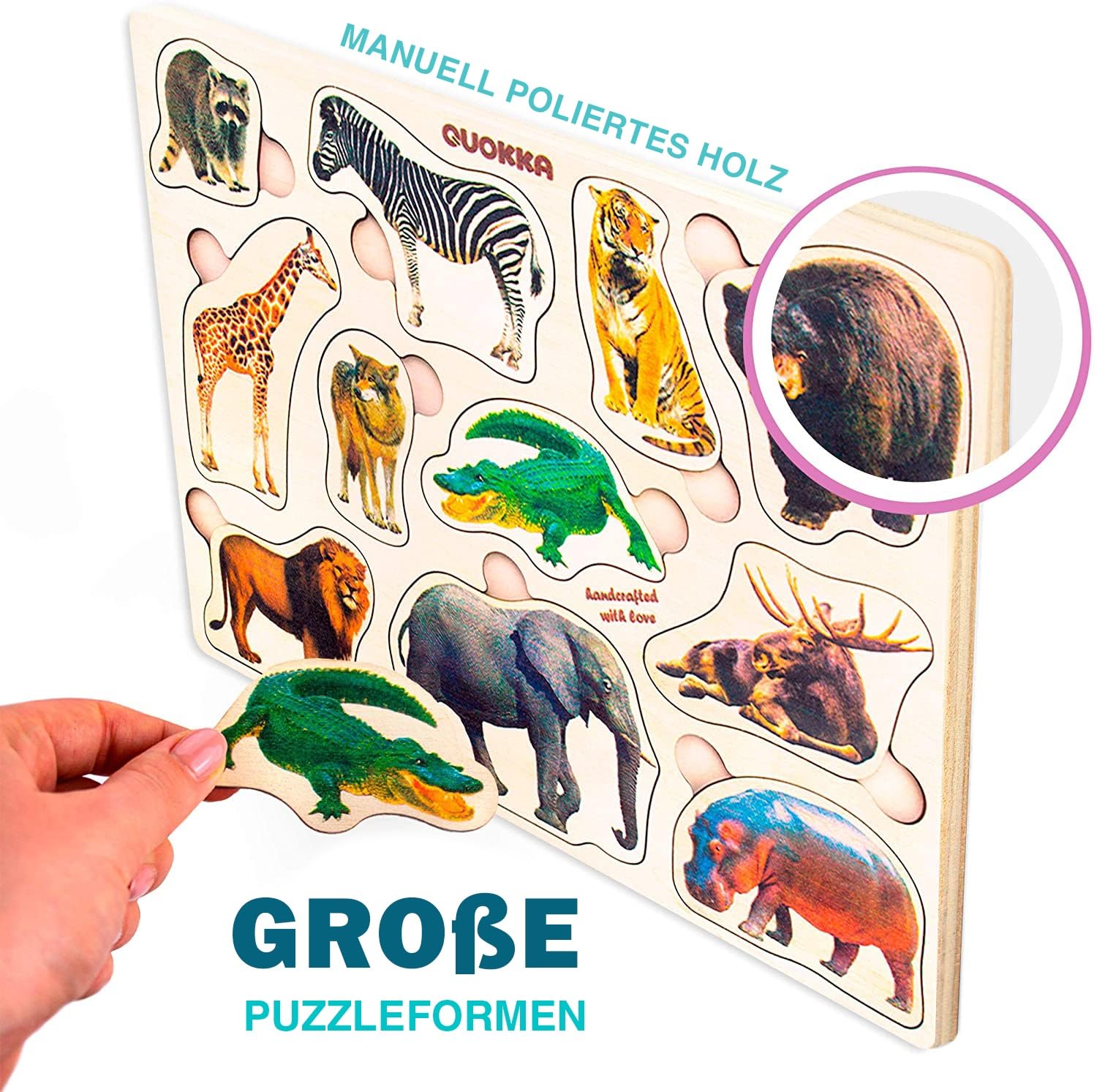 Steckpuzzle-Set aus Holz – Tiere & Formen
