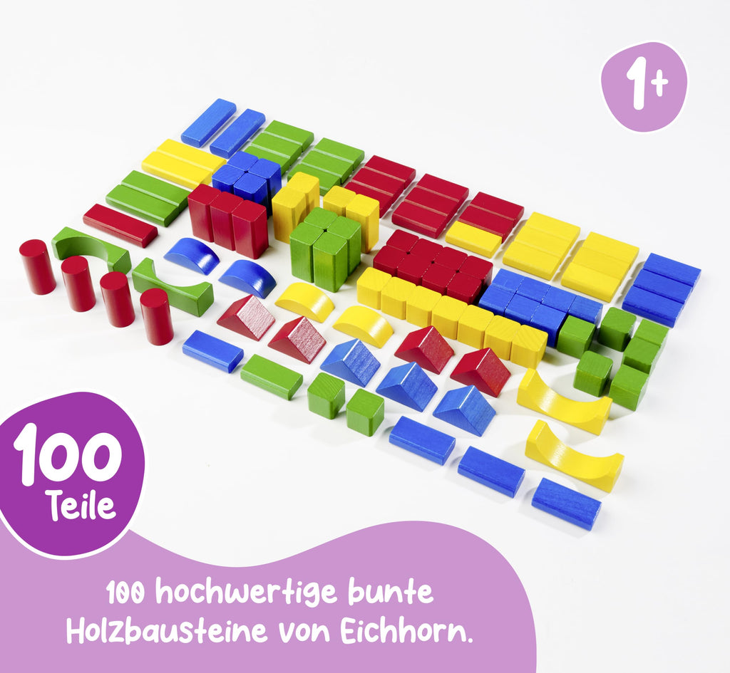 Eichhorn Holzbausteine – 100 bunte Bauklötze